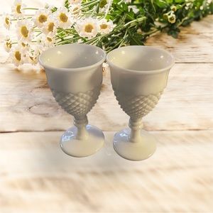 Westmoreland Hobnail Diamond Milk Glass Goblets